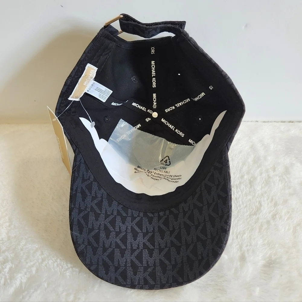 Michael Kors MK Black Allover Trademark Logo Baseball Hat Cap Unisex